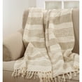 thumbnail image 4 of SARO TH387.N5060 Cotton Throw with Striped & Tasseled Design  Natural, 4 of 4