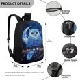 thumbnail image 5 of Uourmeti Owl and Moon Pattern Design Durable Backpack, 17 Inch Smooth Zippers School Backpack Big Storage Space Student Bookbag for Students, 5 of 6