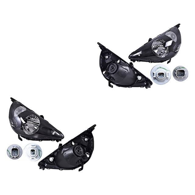 Par de Faros DEPO Fit 2006 A 2008 Honda Fdo Negro Manual P/Halog