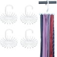 thumbnail image 1 of 4Pack Multifunctional Tie Rack,20-Claw Hanger, 4.4 Inches Large Size Rotating Belt Scarf Hanger Holder Hook for Closet Storage (White), 1 of 4