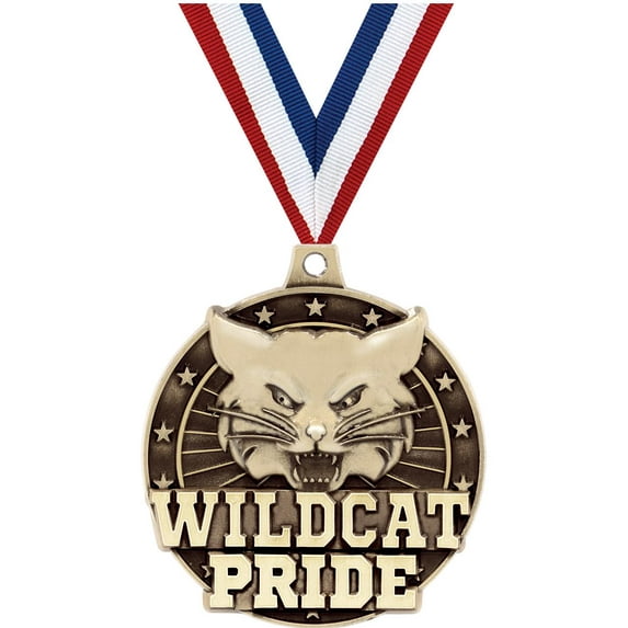 Wildcat Pride Medals, 2" Gold Diecast Wildcat Pride Medal Award 50 Pack