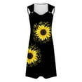 thumbnail image 4 of Uaswgudfs ​Sleeveless V-Neck Fitted Sundress - Summer Dresses for Women 2025 Casual Midi Dress with Sunflower Motifs & Side Slit Black L, 4 of 5