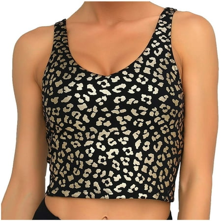 

CYMMPU Women Clothing Women s Summer Shirts Slim Fit Crop Tops Cropped Tank Sexy Bustier Round Neck Tank Sleeveless Yoga Cami Vest Gold