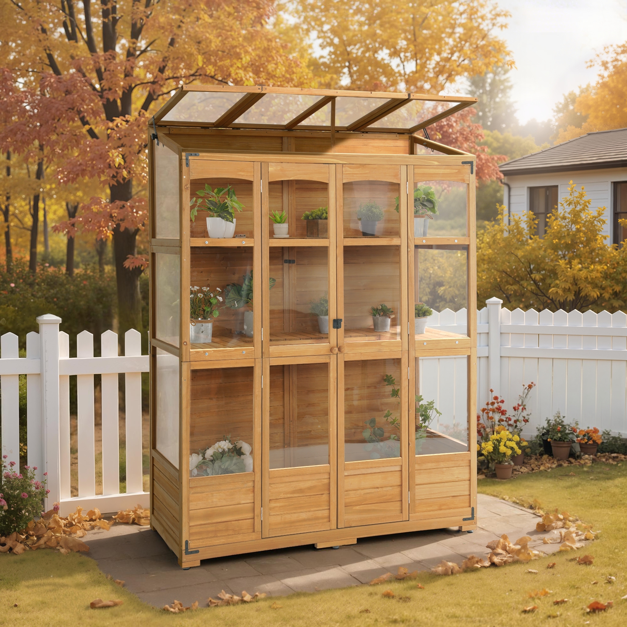 MCombo Wood Walk-In Outdoor Greenhouse, 57.9" x 28.5" x 73.4"