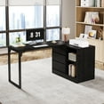thumbnail image 5 of Tribesigns L-Shaped Computer Desk with Drawers and Shelves, Reversible Corner Office Desk with Storage Cabinet, Modern Study Writing Table for Home Office, Bedroom (Black), 5 of 9