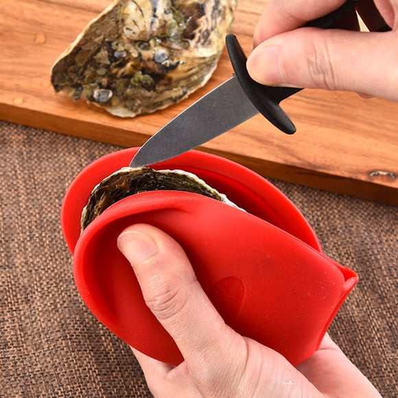 BEADCEST Oyster Shucking Tool 1Set Red Silicone Oyster Shucker Hand Clip for Fresh Oysters and Shellfish