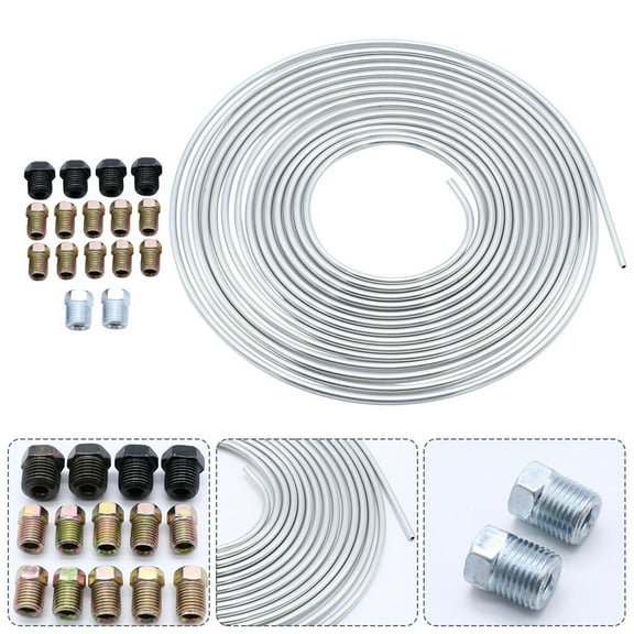 Car Brake Line,1 Set Brake Tube Car Brake Line Replacement Tubing Coil Fitting Kit Brake Line