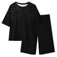 thumbnail image 3 of Cethrio Girls Outfit Sets, 2 Piece Summer Athletic T-Shirts and Bike Shorts Sets Black Size 14-15 T, 3 of 8