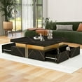 thumbnail image 4 of 43.3" Modern Black Square Storage Coffee Table with 4 Drawers Storage Accent Table Multiple End Tables Utility Table Telephone Table Living Room Table, 4 of 9