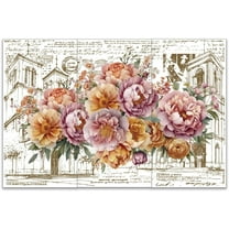 3pcs/Set Vintage Flowers Rub on Transfers - 6x12 Inch Architecture Letters & Decals for Crafts & Furniture