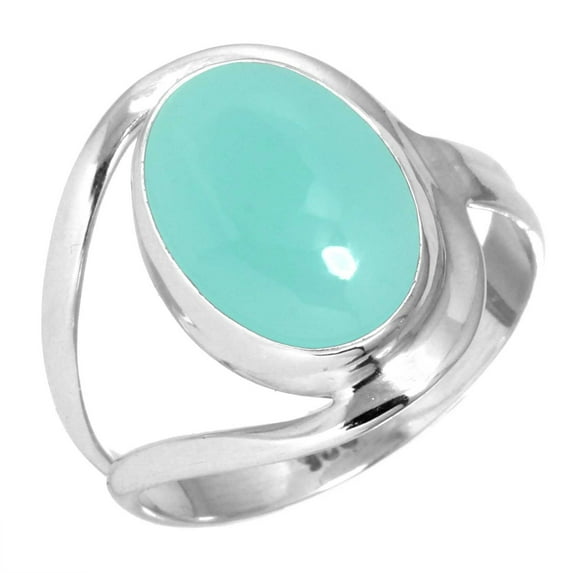 925 Sterling Silver Ring For Women - Girls Aqua Chalcedony Gemstone Silver Ring Size 5 March Birthstone Handmade Silver Ring Size 5 Christmas - Gift For Mother Gemstone 925 Silver Jewelry
