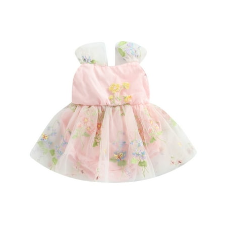 

Musuos Baby Girls Lace Romper Dress Floral Embroidery Princess Party Tutu Dresses