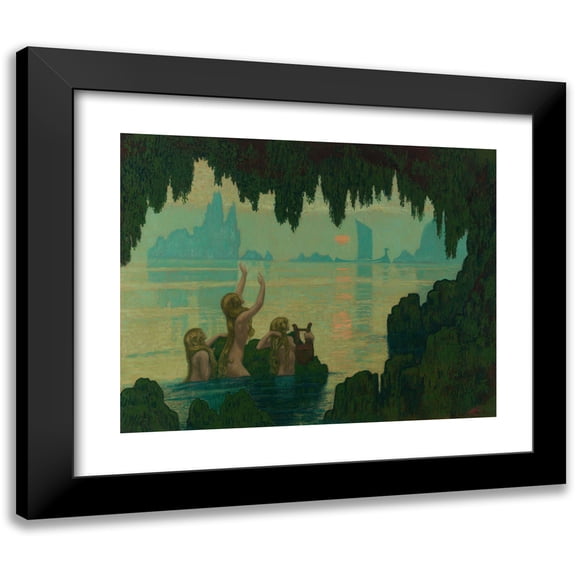 Jean-Francis Auburtin 14x12 Black Modern Framed Museum Art Print Titled - Water Songs (1912)
