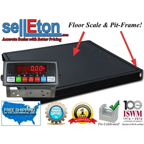60" x 60" (5'x5') Floor Scale 5,000 lbs. x 1 lb. with Pit Frame | Pallet size