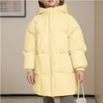 thumbnail image 2 of SuTry Girls Solid Color Thickened Hooded Windproof Down Cotton Jacket Warm Fall Winter Coat Outerwear for Kids 3-10 Years(Yellow,12-13 Years), 2 of 9