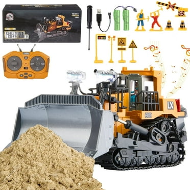 Lictin Remote Control Construction Toys for Kids, RC Tractor Track Bulldozer Vehicles Toys with Metal Shovel, Lights and Sound,  Gift for boys Aged 3 4 5 6 7 8 Year Old
