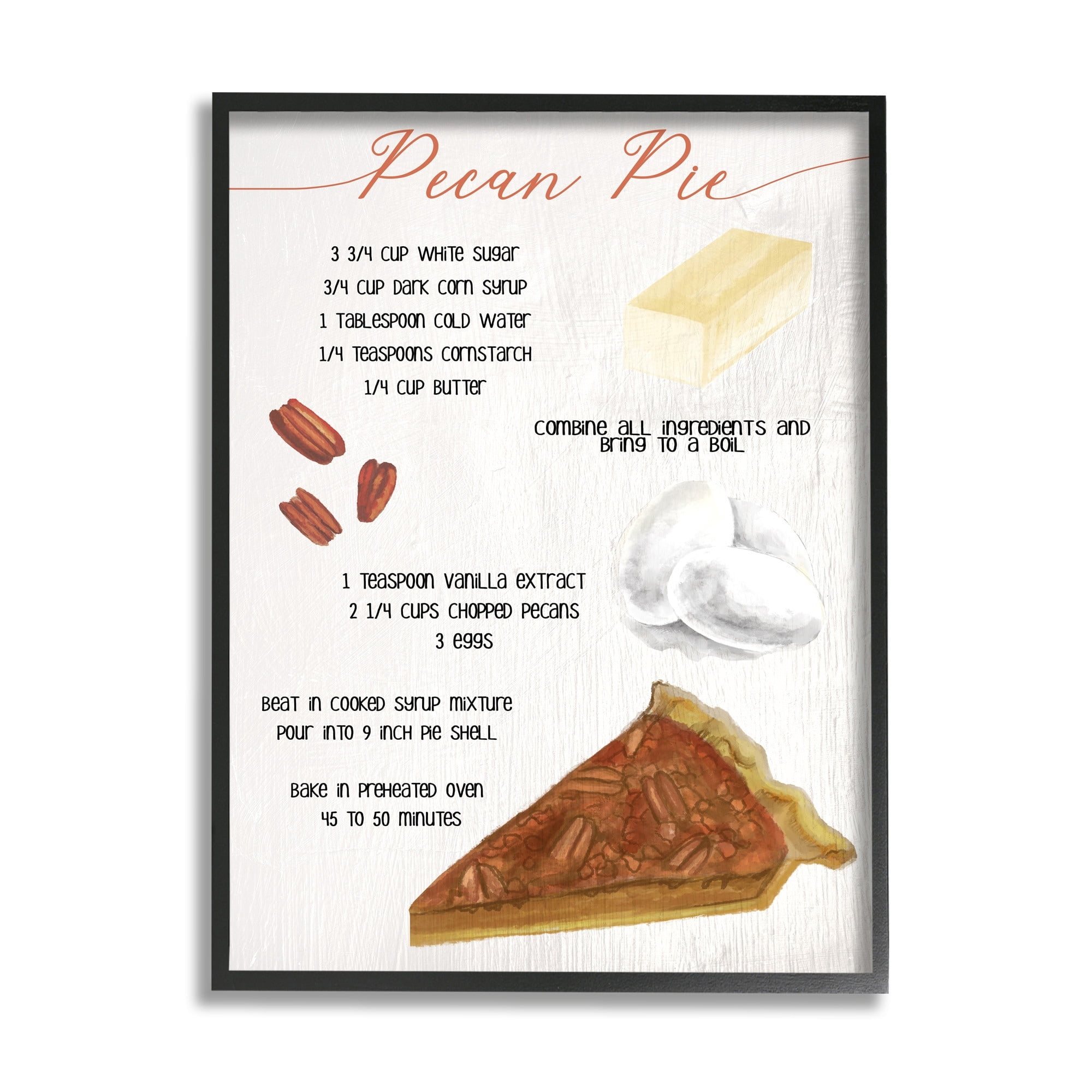 Stupell Industries Autumn Pecan Pie Farmhouse Dessert Recipe Grey Framed, 11 x 14, Design by Daphne Polselli
