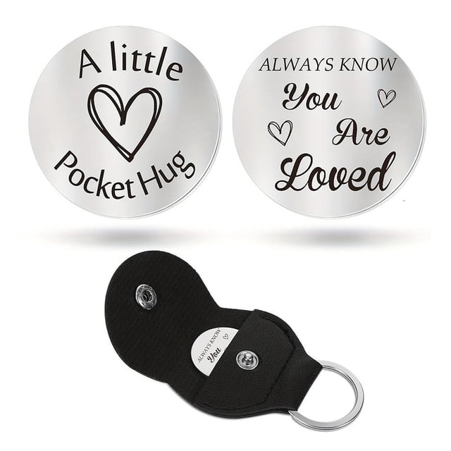 TQEHS Regalos de bolsillo con llavero de cuero de PU para relaciones a larga distancia ~ G0Y1