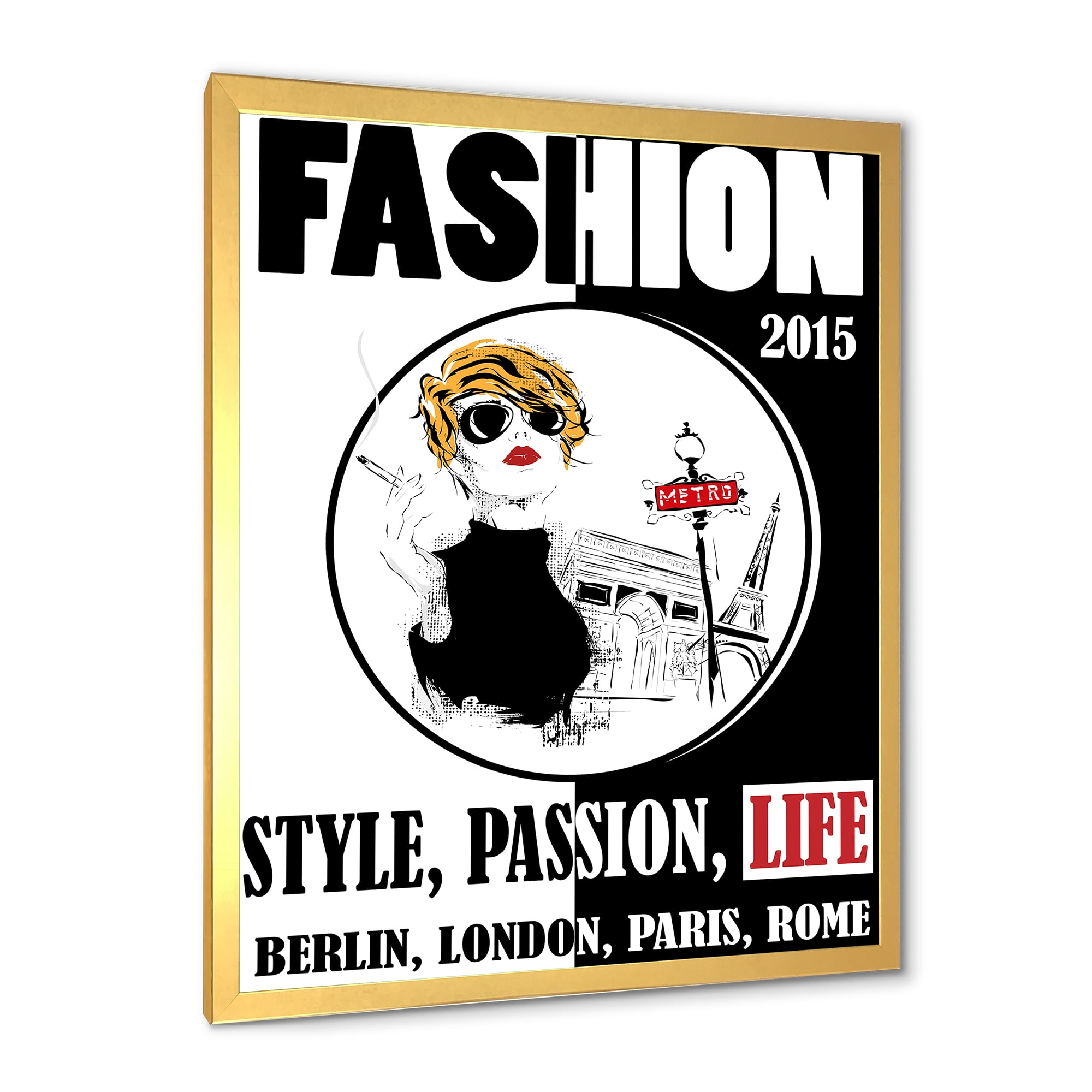 Designart 'Style Passion Life Fashion Woman I' Vintage Framed Art Print