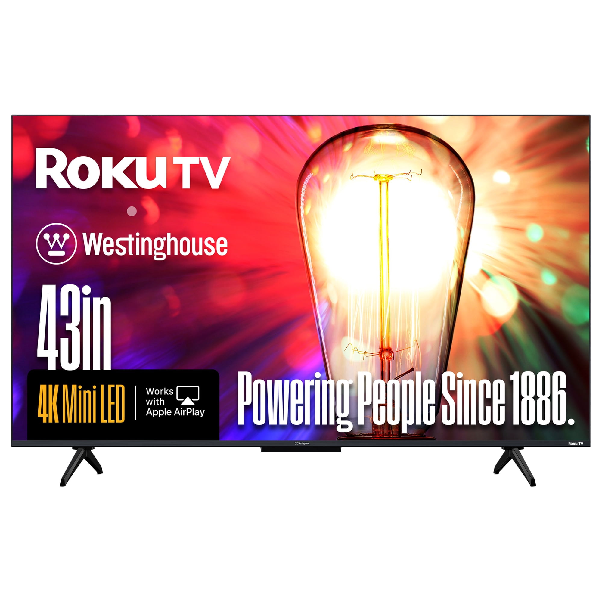 Westinghouse 43” Mini-LED 4K UHD Roku TV, Dolby Vision HDR, QLED Quantum Color, Local Dimming, MEMC Motion, AirPlay 2