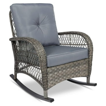 PARKWELL Modern Outdoor Wicker Rocking Chair - Patio Rattan Rocker Set ...