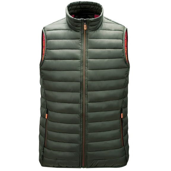 APEXFWDT Men's Big&Tall Puffer Vest Stand Collar Zip-Up Sleeveless Lightweight Fall/Winter Coat Outerwear with Zip Pockets,XXXXXXL,Army Green