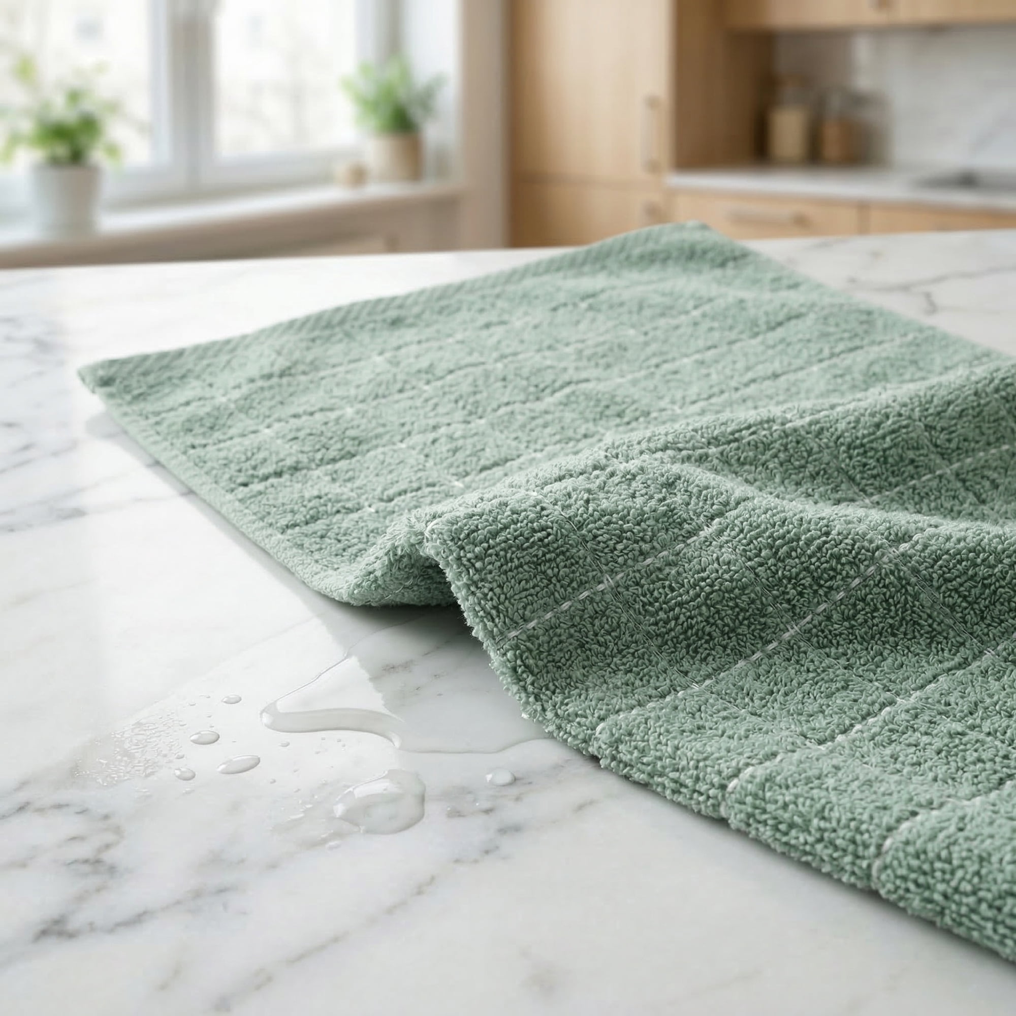 Unique Bargains 2Pcs Highly Absorbent Cotton Reusable Dish Cloths Light Green 25" x 15"