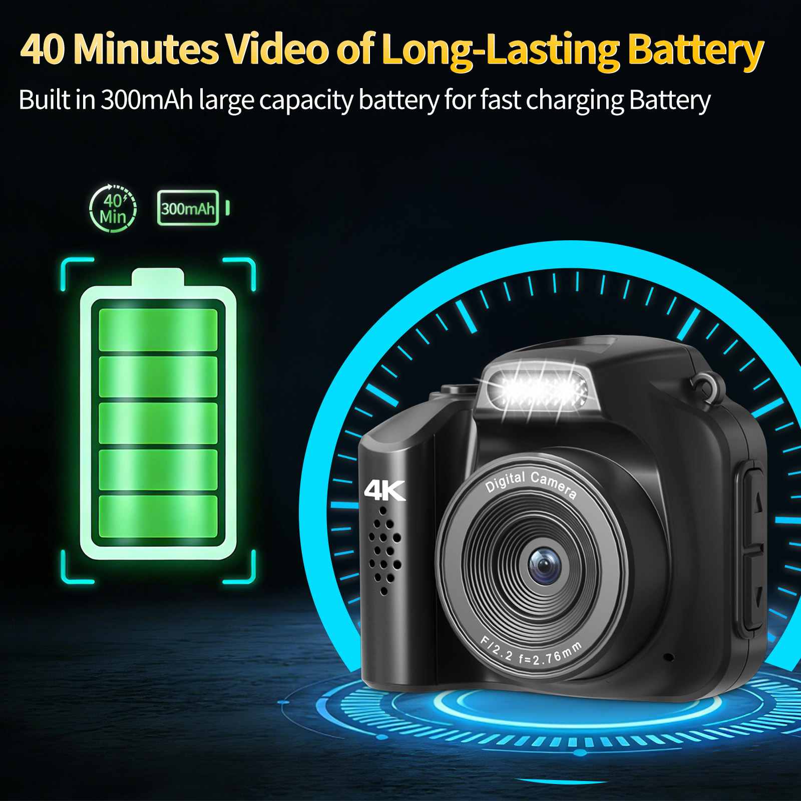 Saneen Mini Pocket Digital Camera, 4K, 64MP, 1.54" LCD Screen photo 4