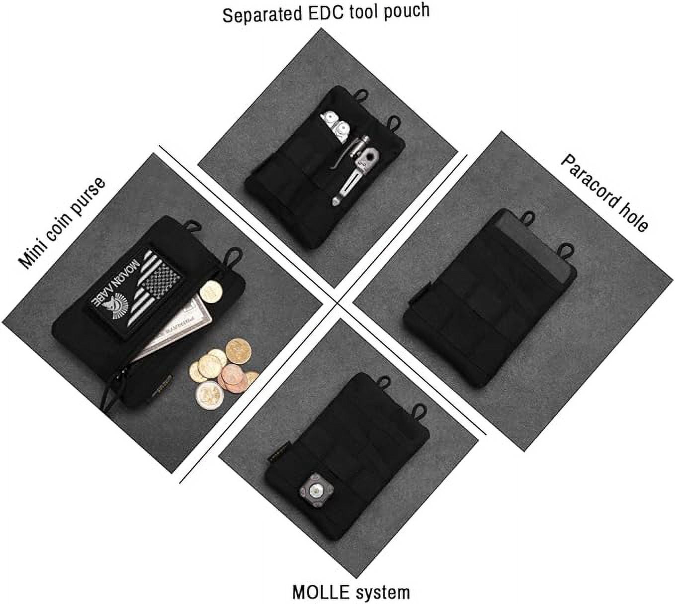 VIPERADE VE3-P Pocket Organizer Pouch, EDC Pocket Organizer Men with DIY Patches Area, EDC Organizer Pouch with 4 Tool Storage EDC Pouch for Flashlight, Pocket Knife, EDC Pen, EDC Gear -Black