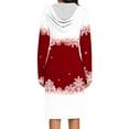 thumbnail image 4 of Pisexur Robes de Noël pour Femmes Mode Noël Lunettes de Vin Rouges Flocon de Neige Imprimé Robes de Vacances Décontractées Manches Longues Col en V Robe Sweat à Capuche Longueur Genou Robe de Soirée avec Poches, 4 of 6