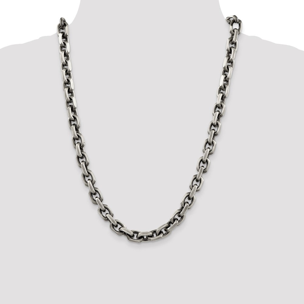 925 Sterling Silver Cable Chain Styles Necklace Antiqued 8.6