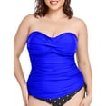 thumbnail image 1 of RELLECIGA Women's Ruched Bandeau Tankini Top Swimsuits, 1 of 9
