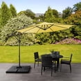 thumbnail image 4 of CorLiving 9.5ft Tilting Offset Patio Umbrella, Outdoor Hanging Umbrella with Crank, Cantilever Patio Umbrella, For Backyard, Deck, Garden, Outdoor Patio Umbrella with Base, Yellow, 4 of 13