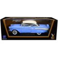 thumbnail image 1 of 1957 Chevrolet Bel Air techo rígido azul claro con tapa blanca 1/18 modelo de coche fundido por Road Signature Road Signature 92109lght-bl, 1 of 1