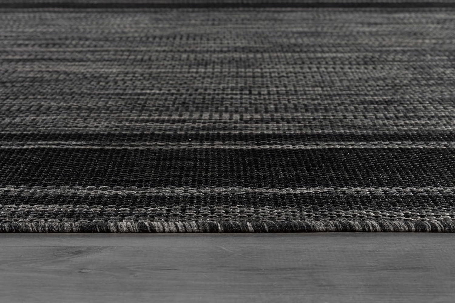 Beverly Rug Floral Bordered Washable Outdoor Indoor Area Rugs 10x14 Black
