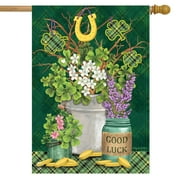 Briarwood Lane Lucky Potted Shamrocks St. Pat's House Flag