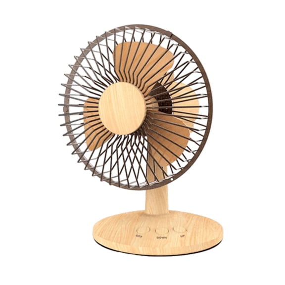 Small Desk Fan for Office | Quiet Small Oscillating Fan | Retro Wood Grain Usb Fan for Desk for Personal Use 6X5X8 in