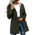thumbnail image 2 of thefmos Women's Fall Winter Collared Long Sleeve Hooded Zip Up Coat Casual Basic Outwear Windbreaker Solid Color Jacket for Women Trendy Fashion Everyday Work Outdoor Sports, Army Green S, 2 of 7