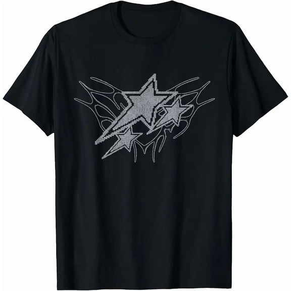 Men's Y2K Cyber Tribal Star Graphic T-Shirt