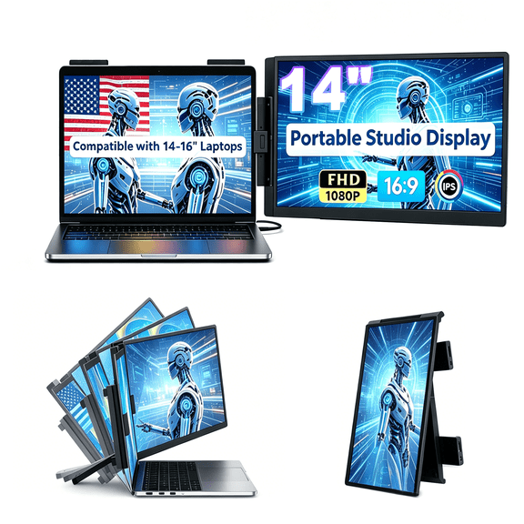 Laptop Screen Extender Dual Monitor Portable Monitor Extender 14",FHD 1080P IPS USB C Travel Monitor for 14-16" Laptops,Second Screen for Windows/Mac /Android/Switch/PS5