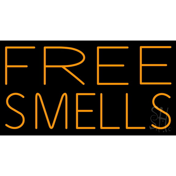 Free Smells LED Neon Sign 20 x 37 - inches, Black Square Cut Acrylic Backing, with Dimmer - Bright and Premium built indoor LED Neon Sign for restaurant window and interior decor.