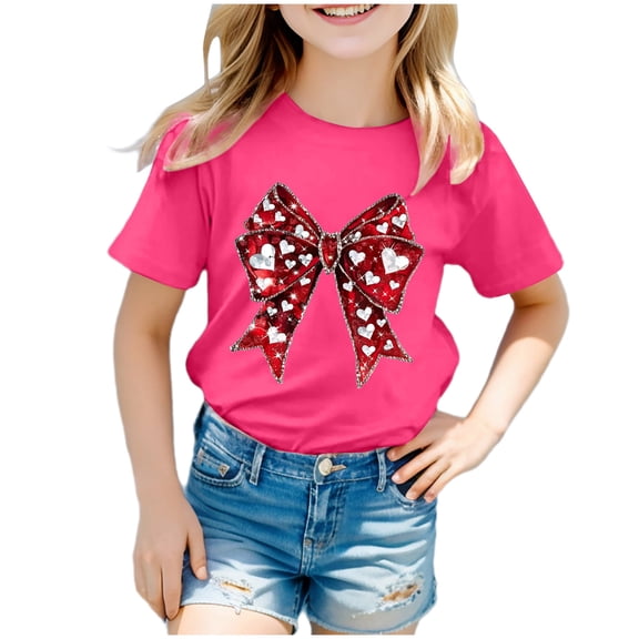 Toddler Girls Short Sleeve T-Shirts Cotton Soft Tees Kids Summer 24 Months 2t 3t 4t 5t 6t 7t Casual Basic Crew Neck Daily Wear Tops Gibobby,9-10 Years,Hot Pink