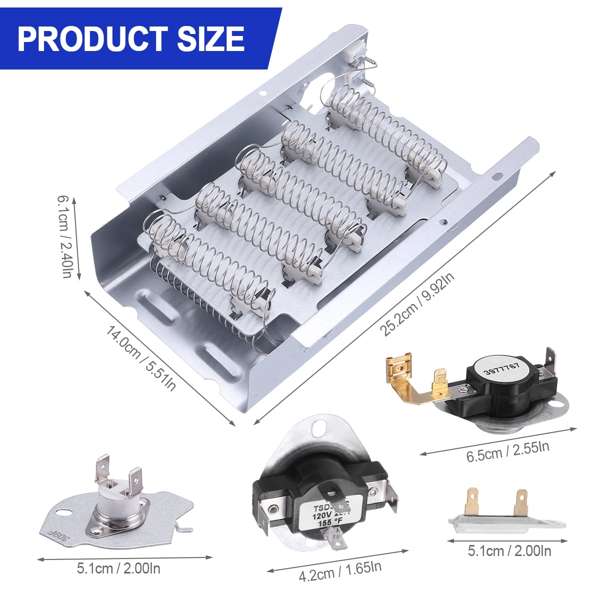 Dryer Heating Element Kit 279838 for Whirlpool 3387134 3977393 3977767 3392519