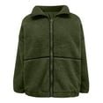 thumbnail image 6 of cocolona Womens Fleece Jackets Lapel Long Sleeve Zipper Patchwork Jacket Fall Winter Fuzzy Warm Coats with Pockets, 6 of 8
