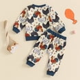 thumbnail image 6 of Toddler Baby Boy Farm Outfits Chicken Print Long Sleeve Sweatshirt Pullover Tops+ Pants Set Cute Fall Country Clothes, 6 of 7