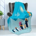 thumbnail image 4 of Airport Soft Flannel Fleece Throw Blanket, Cartoon of Funny Penguin Family Go to Tropical Holiday on Way to Airfield, Cozy Plush for Indoor and Outdoor Use, 50" x 70", Multicolor, by Ambesonne, 4 of 5