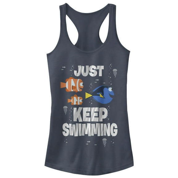 Junior's Finding Dory Just Keep Swimming Racerback Tank Top Indigo Large