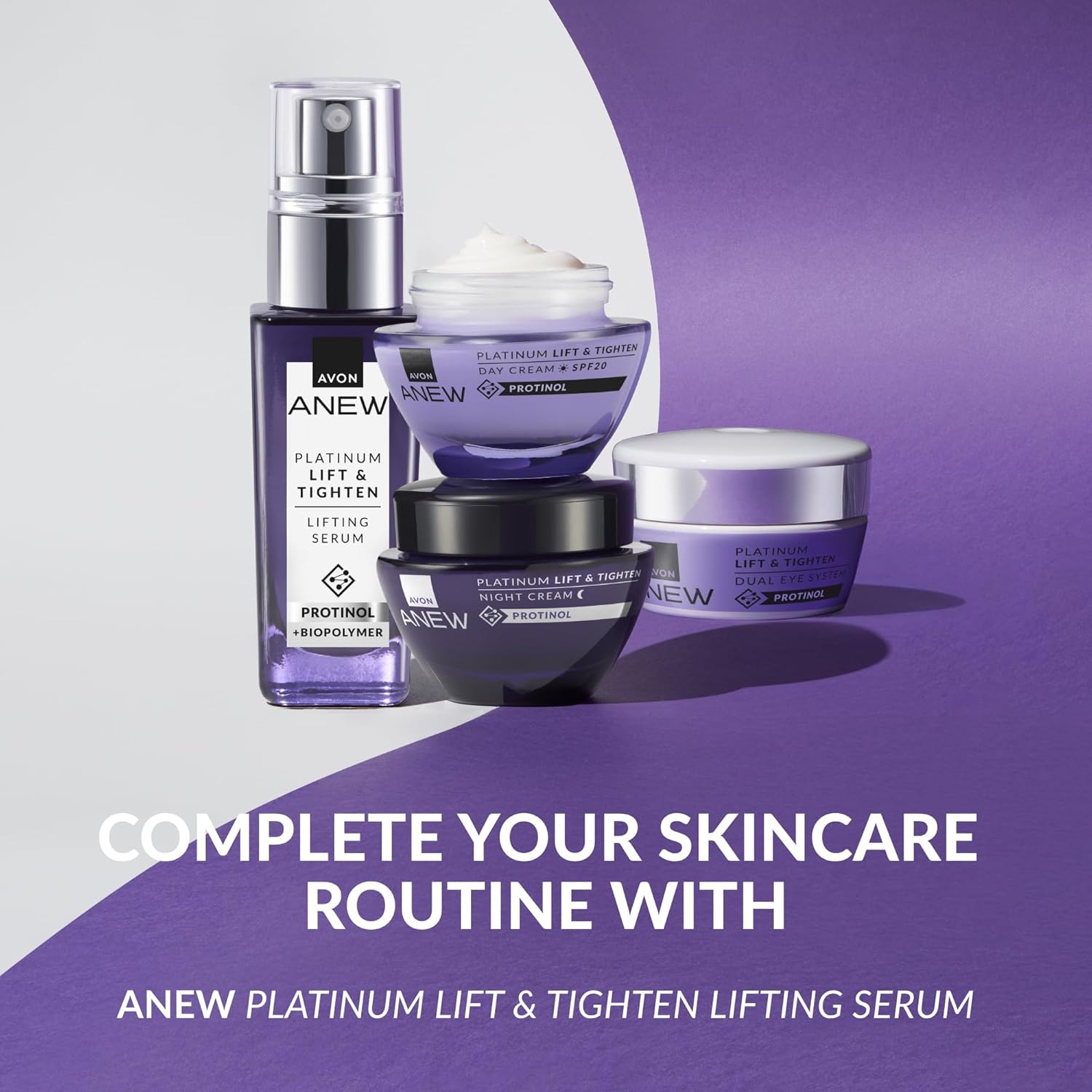 AVON Anew Platinum Set, Day Cream 50ml + Night Cream 50ml + Eye Cream 20ml, Triple Set, To Lift and Tighten Skin, Ultimate Skincare Trio for Age 50+