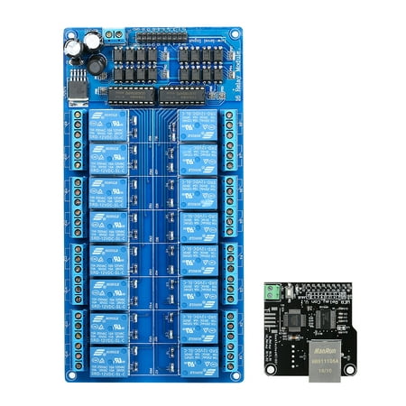 Ethernet Control Module LAN WAN Network Server IP TCP RJ45 Port + 16 Channel Relay Expansion Board for Arduino iOS Raspberry Pi 16 CHs