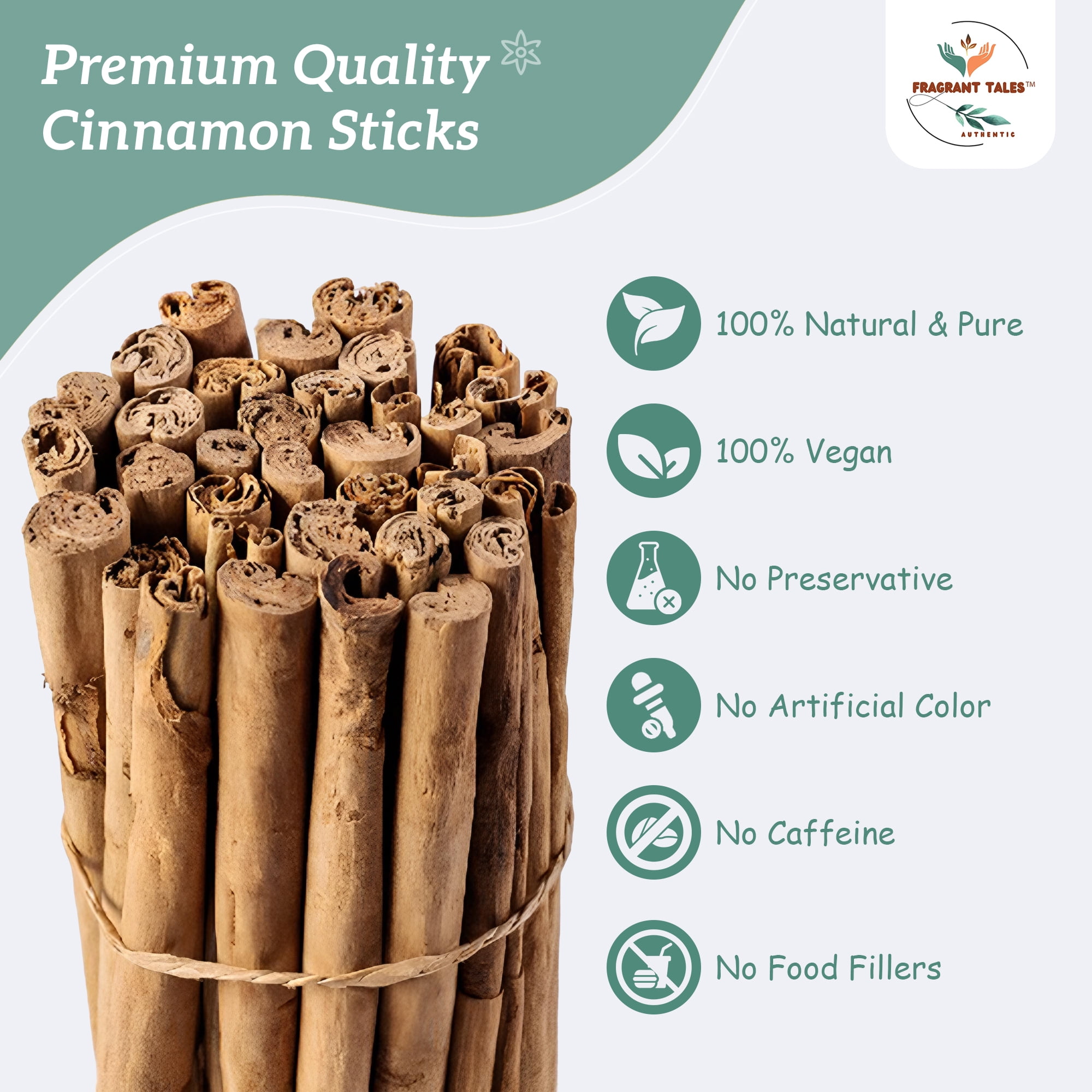 Fragrant Tales Organic Ceylon Cinnamon Sticks - 1 lb (454g), USDA Certified, Non-GMO, True Cinnamon
